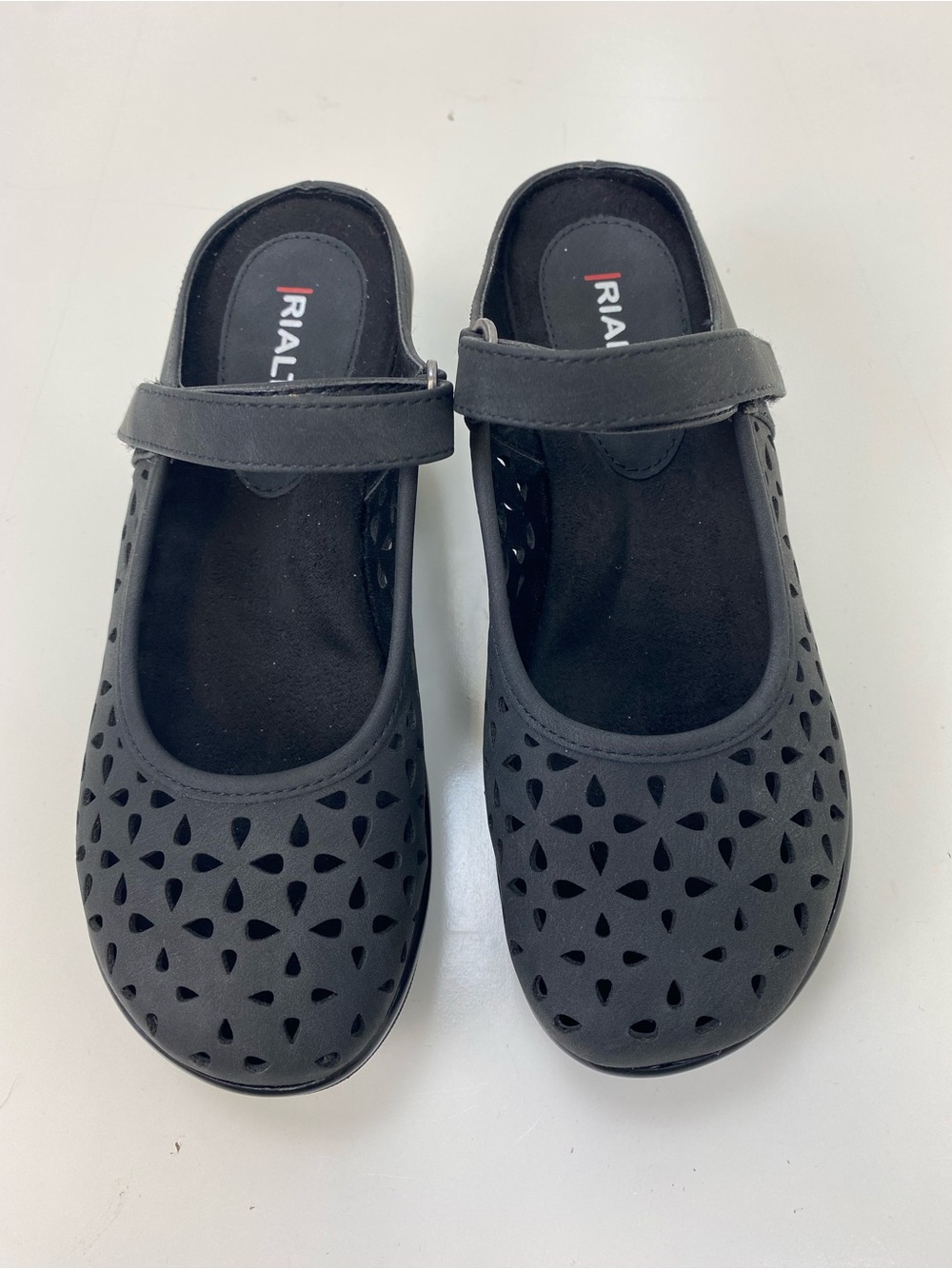 Rialto Black Perforated Mary Jane Clog with Strap